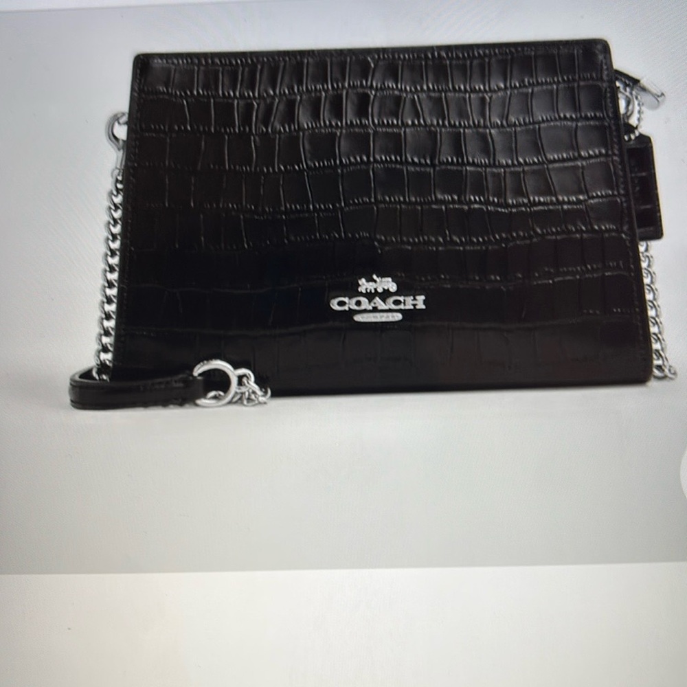 Coach Black Crossbody Bag with embossed shoulder, - Picture 4 of 11
